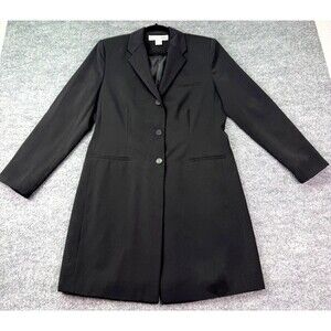 Vintage Focus 2000 Women’s Black Long Blazer Coat Size 10 Fully Lined